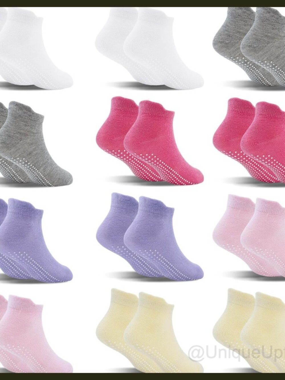 12 Pairs Toddler Non Slip Socks with Grips Ankle Anti Skid Socks